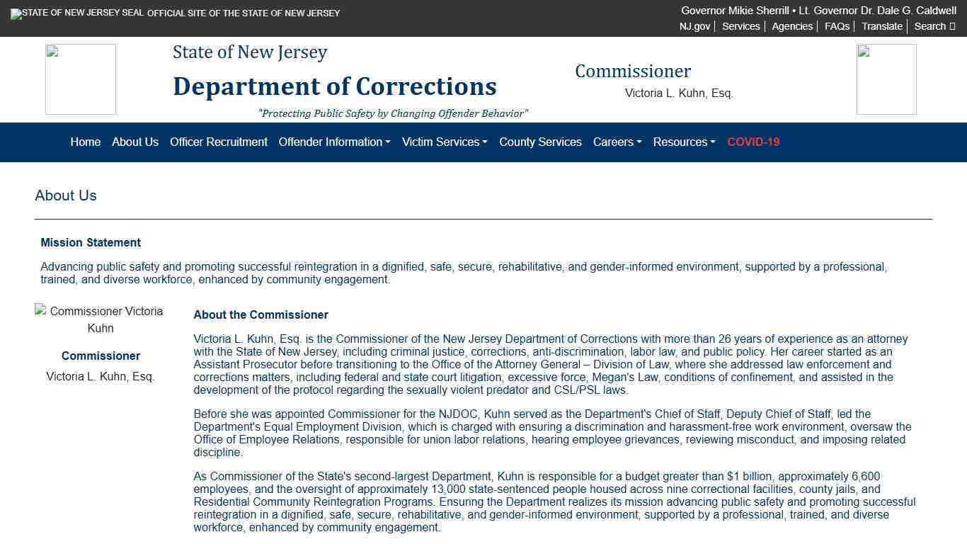 The Official Website for the New Jersey Department of Corrections | About Us - Information